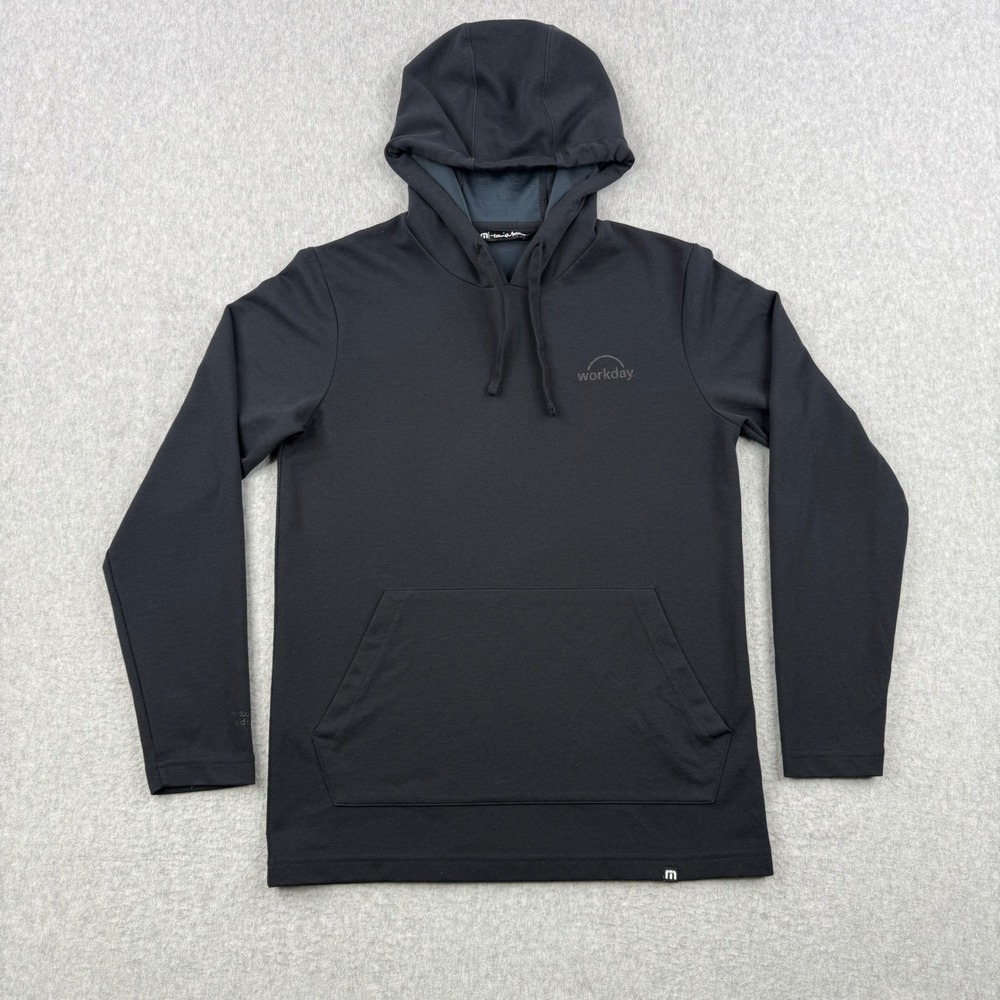 Travis Mathew Hoodie Mens Small Black Workday Pullover Performance Sweatshirt
